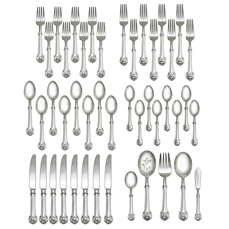 Wallace Napoleon Bee 1810 Stainless Steel 45pc Flatware Set Service for Eight
