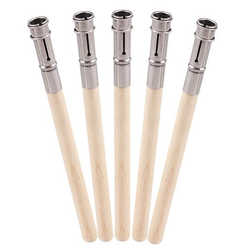 GTHER 5PCS Wooden Pencil Extender,Adjustable Art Pencil Extender Holder Lengthener with Aluminum Handle for Colored Pencils Crayon School Office Supplies - Image 1