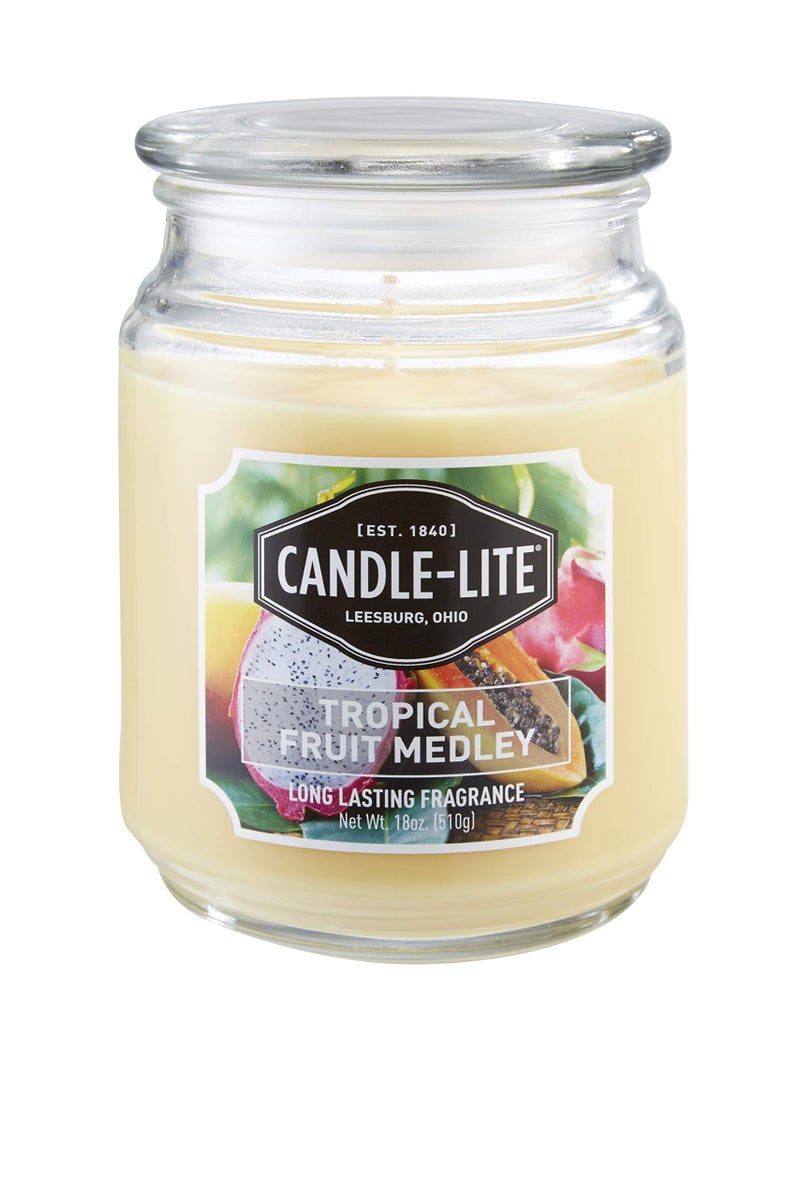 Candle-lite Scented Candles, Tropical Fruit Medley Fragrance, One 18 oz. Single-Wick Aromatherapy Candle, Yellow Color - Image 3