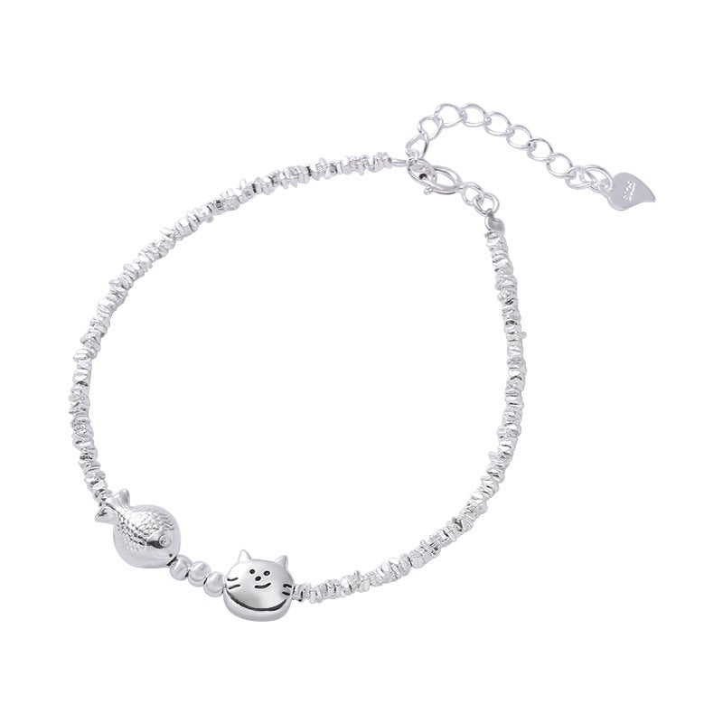 925 Silver Cat Charm Bracelet Handcrafted Summer Jewelry silver