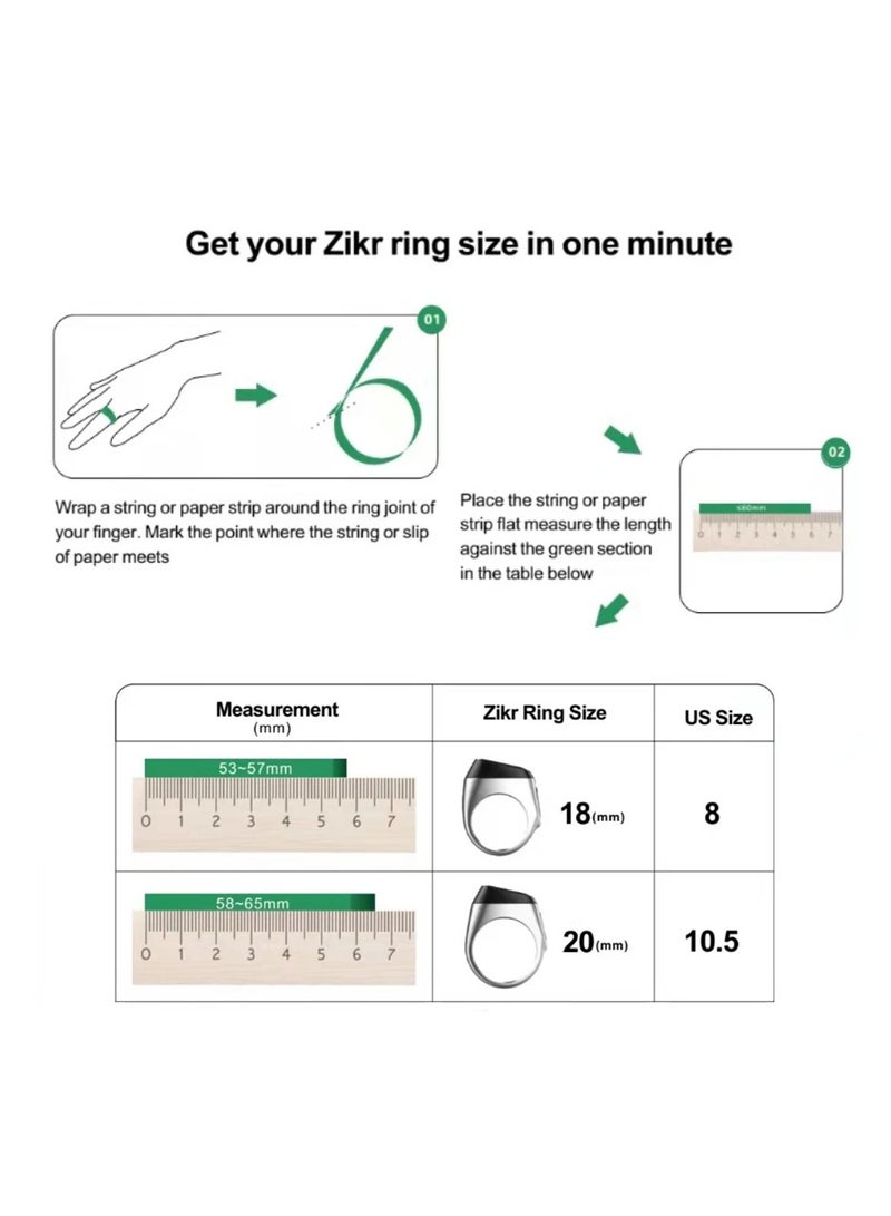 UMEOX Digital Counter Tasbeeh SMART Zikr Ring 20mm Green - Image 2