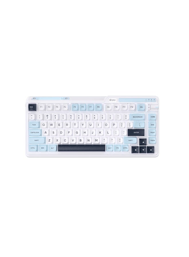 Kzzi K75v2 Tri-mode Custom Mechanical Keyboard Wireless Bluetooth Wired Gaming Office 82-key Rgb Pbt Keycaps Gasket Glacier Blue Wind And Rain Switch V2