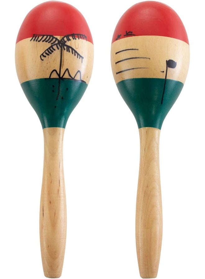 TIGER World Rhythm MAR56-NT Natural Wood Maracas, Hand Painted - Full Size Pair - Image 2