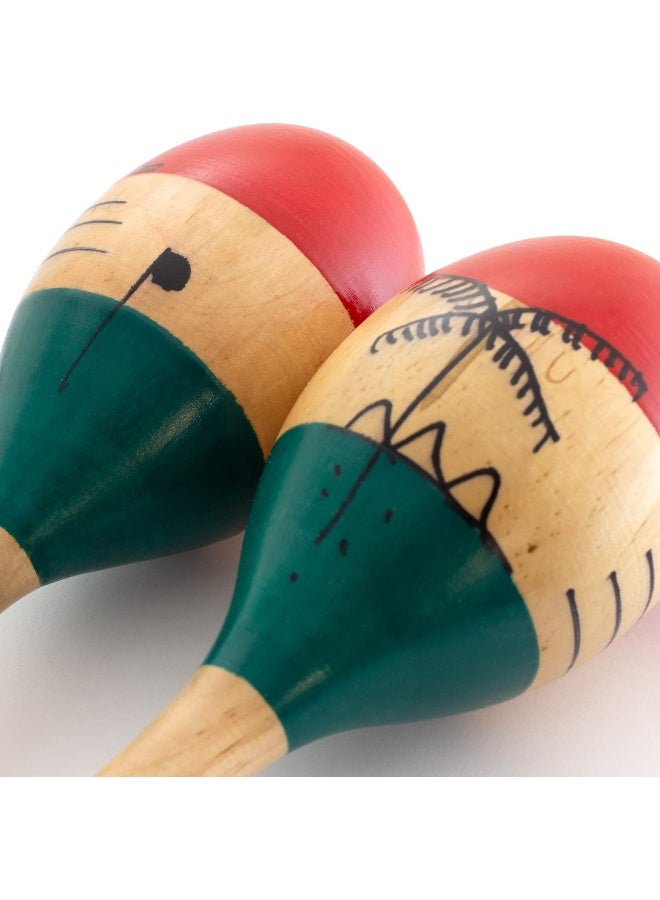 TIGER World Rhythm MAR56-NT Natural Wood Maracas, Hand Painted - Full Size Pair - Image 3