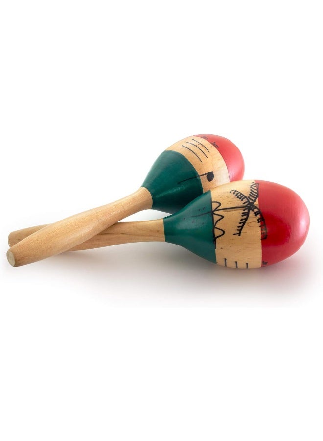 TIGER World Rhythm MAR56-NT Natural Wood Maracas, Hand Painted - Full Size Pair - Image 1