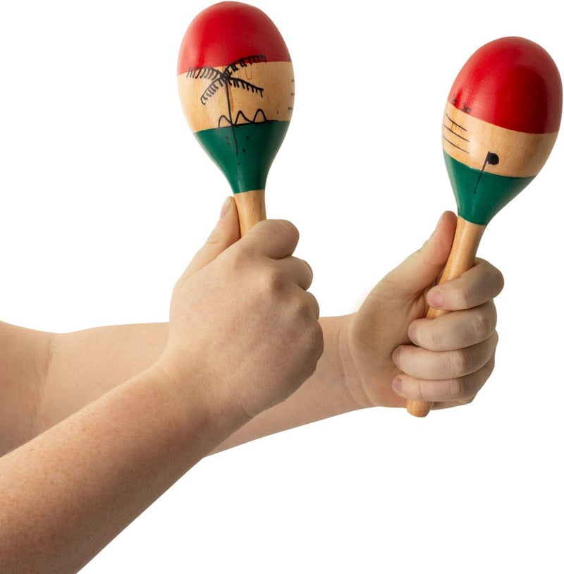 TIGER World Rhythm MAR56-NT Natural Wood Maracas, Hand Painted - Full Size Pair - Image 5