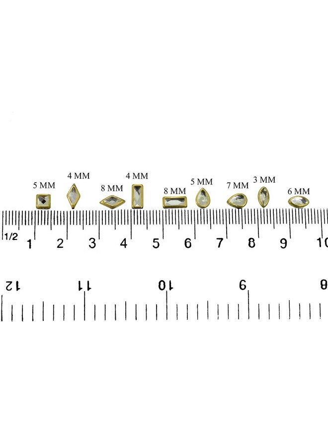 Embroiderymaterial Flat Back Glue On Kundan Stone/Rhinestones Beads for Craft, Jewellery Making, Embroidery, Embellishment, Toran Making (10 Styles-Gold and Silver Color, 500 Pieces) - Image 2