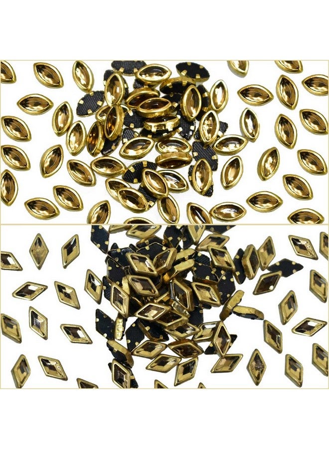 Embroiderymaterial Flat Back Glue On Kundan Stone/Rhinestones Beads for Craft, Jewellery Making, Embroidery, Embellishment, Toran Making (10 Styles-Gold and Silver Color, 500 Pieces) - Image 4