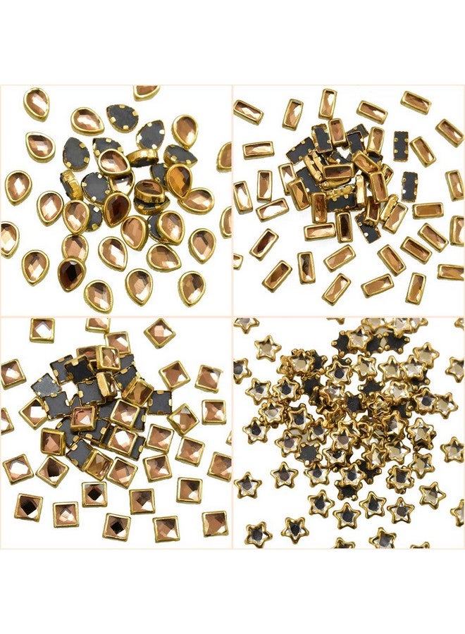 Embroiderymaterial Flat Back Glue On Kundan Stone/Rhinestones Beads for Craft, Jewellery Making, Embroidery, Embellishment, Toran Making (10 Styles-Gold and Silver Color, 500 Pieces) - Image 5