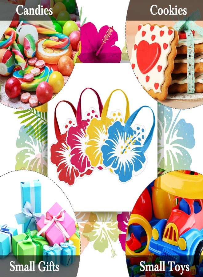 Aliceset 28 Pcs Hawaiian Party Favor Bags Hibiscus Luau Treat Bags with Handle Non Woven Summer Gift Totes for Tropical Aloha Tiki Party Supplies Goodies Beach Pool Birthday Decorations - Image 3