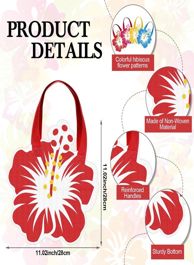 Aliceset 28 Pcs Hawaiian Party Favor Bags Hibiscus Luau Treat Bags with Handle Non Woven Summer Gift Totes for Tropical Aloha Tiki Party Supplies Goodies Beach Pool Birthday Decorations - Image 2