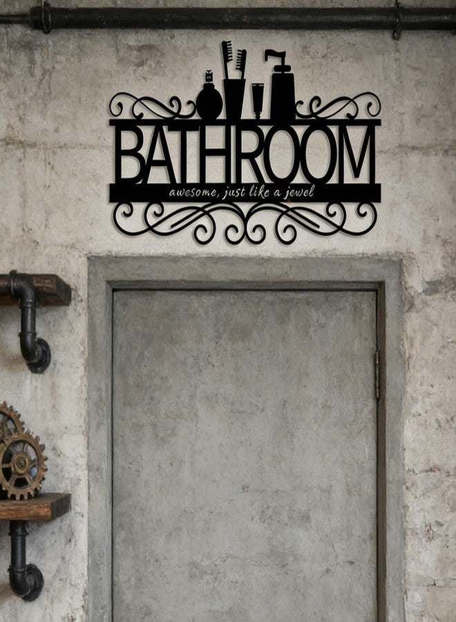 Pigort Metal Bathroom Sign – Elegant Black Bathroom Decoration for Home, Guest Room, or Bathroom Wall Art – 14.1 x 7.8 Inch Vintage Style Design - Image 4