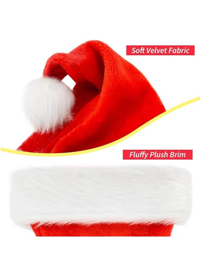 Santa Hat Christmas Hat Unisex Velvet Christmas Hats Extra Thicken Fur Xmas Hat for New Year Festive Party 2PCS  - Image 3