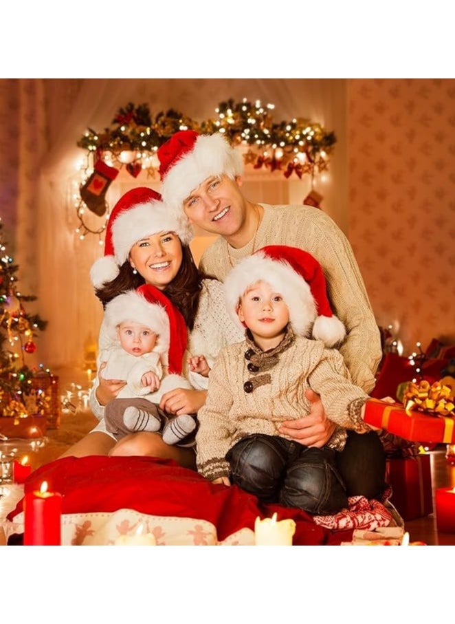 Santa Hat Christmas Hat Unisex Velvet Christmas Hats Extra Thicken Fur Xmas Hat for New Year Festive Party 2PCS  - Image 4