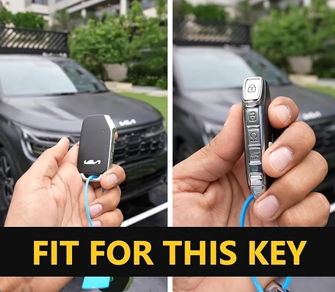 Cri8Hub Metal Silicon Key Cover Compatible with Kia Seltos 2023-2024 Facelift HTX | Carens X Line | Sonet Facelift 4 Button Smart Key Special Feature Visibility in Low-Light Condition - Image 5