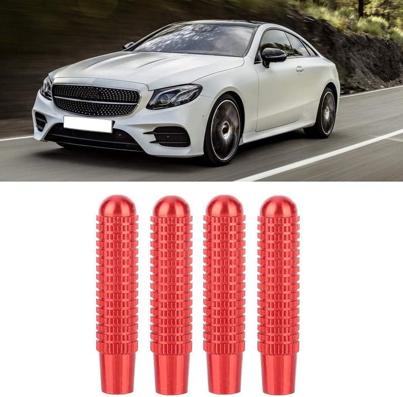 woobles for car Door Lock knobs Car Door Lock Knob, 4pcs Aluminum Alloy Car Interior Door Lock Knob Pin Cover Automotive Accessory Fit for Benz A B E CLA GLA GLC GLK Class(Red) Red - Image 5