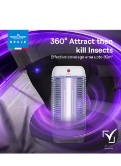 Brave Powerful Electric Mosquito Killer Lamp and Fly Trap, Smart Pest Control Device for Indoor and Outdoor Use, Effective in Killing Flying Insects, 10W Power and 1800V Electric Strike, Mosquito Fly Trap, 100% Original Insect Trap, High Power UV Mosquito Trap, Perfect for Home, Patio, Garden, Kitchen, Office, Camping, Durable Design, 24/7 Protection, Safe and Eco-Friendly, Quiet Operation (White)  - Image 5