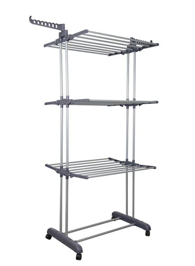 Taimi Foldable 4 Tier Clothes Drying Rack for Laundry Rolling Black/Grey - Image 4