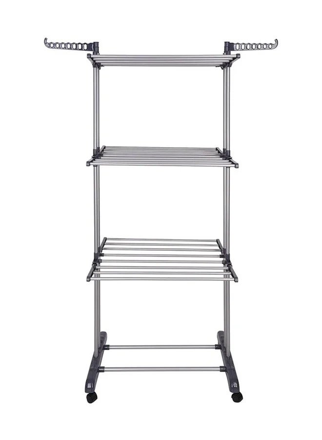 Taimi Foldable 4 Tier Clothes Drying Rack for Laundry Rolling Black/Grey - Image 5