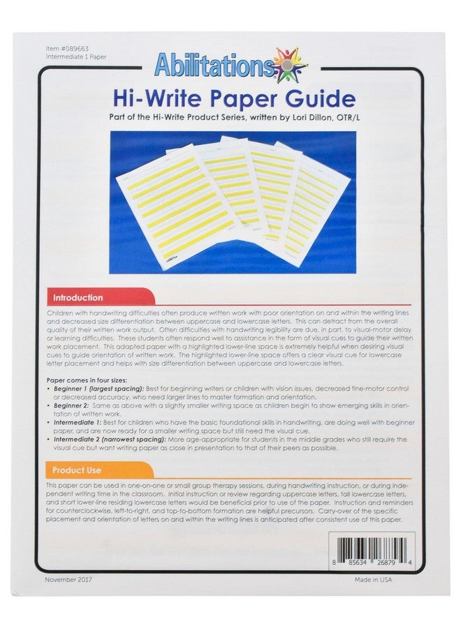 Abilitations Integrations Hi-Write - Intermediate 1 Paper - 100 Pack, 8-1/2 X 11 In - 089663, Yellow/White - Image 4