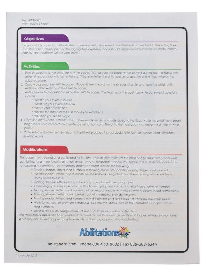 Abilitations Integrations Hi-Write - Intermediate 1 Paper - 100 Pack, 8-1/2 X 11 In - 089663, Yellow/White - Image 5