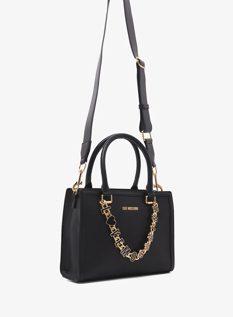 Love Moschino Logo zip detailed satchel