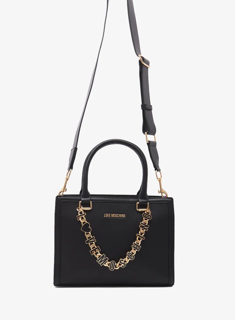 لوف موسكينو Logo zip detailed satchel