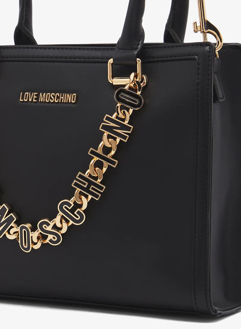 Love Moschino Logo zip detailed satchel