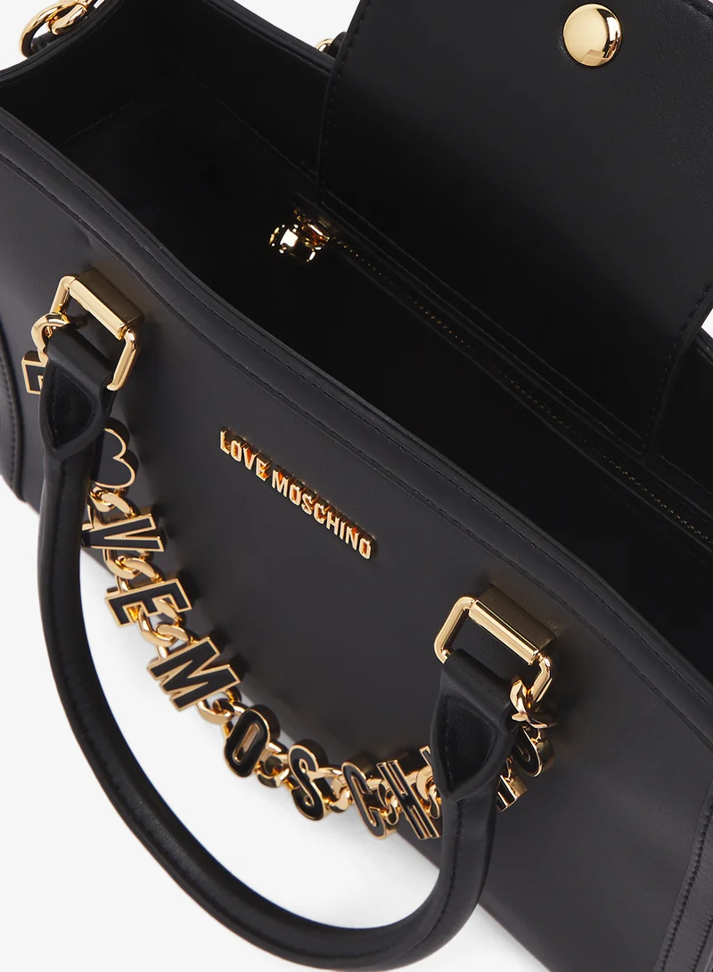 Love Moschino Logo zip detailed satchel