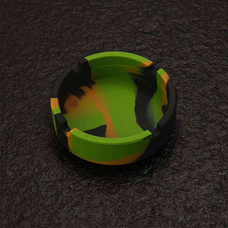 Creative Round Household Portable Ashtray Marble Stripe Camouflage Luminous Fluorescent White Cigarette Silicone Ashtray - Image 1
