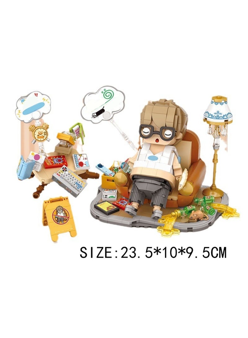 Little Boy Sofa Rest Model Set Building Blocks Creative Diy Assembly Building Toys Children Adult Home Furnishings - Image 2