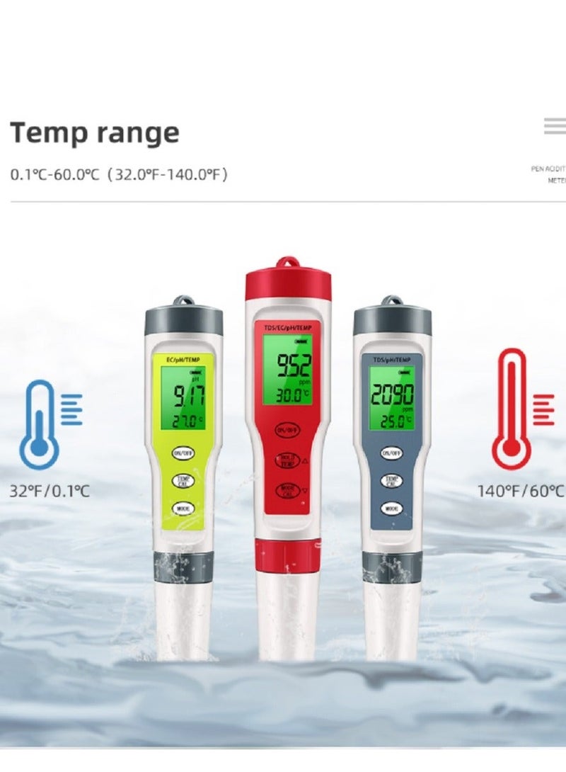 TDS 4 in 1 PH Meter TDS EC ORP Salinity S. G Temperature Meter With Backlight Digital Water Quality Monitor Tester - Image 4