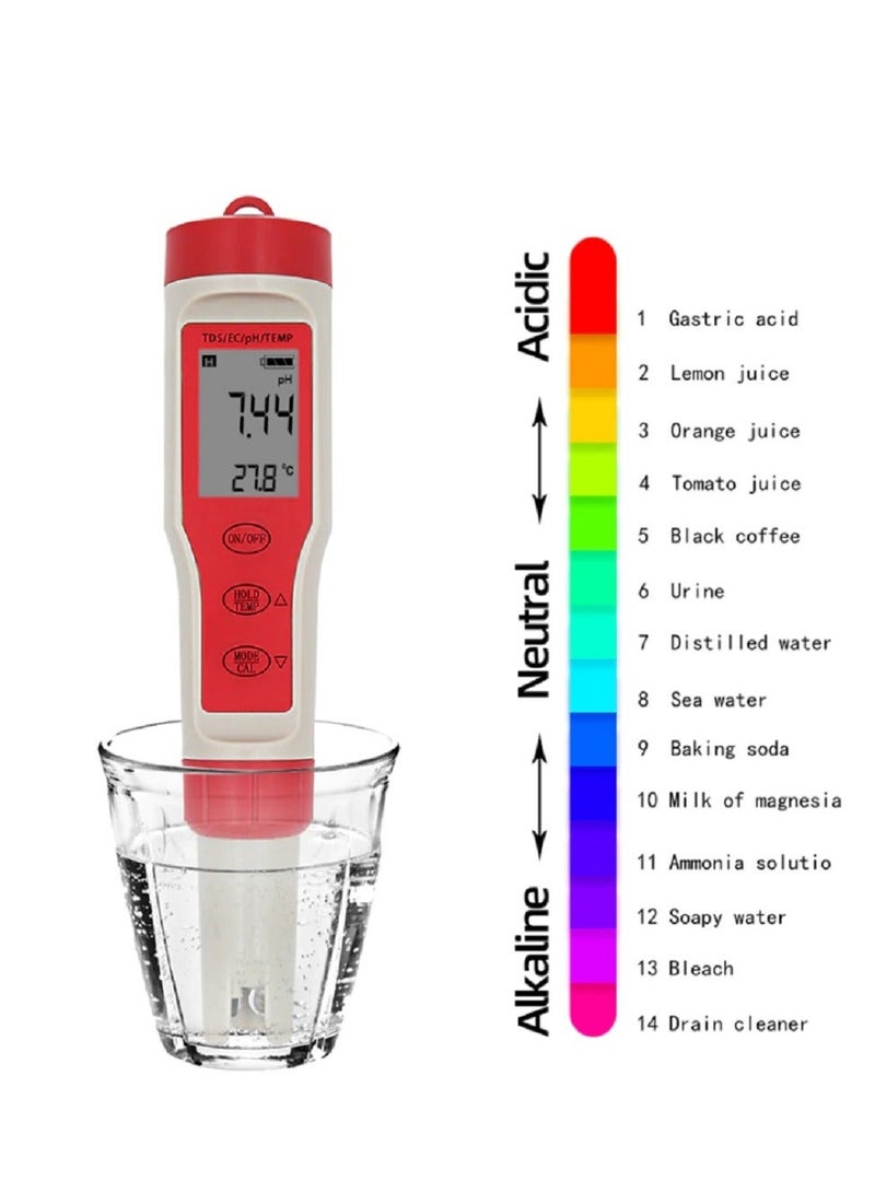 TDS 4 in 1 PH Meter TDS EC ORP Salinity S. G Temperature Meter With Backlight Digital Water Quality Monitor Tester - Image 3