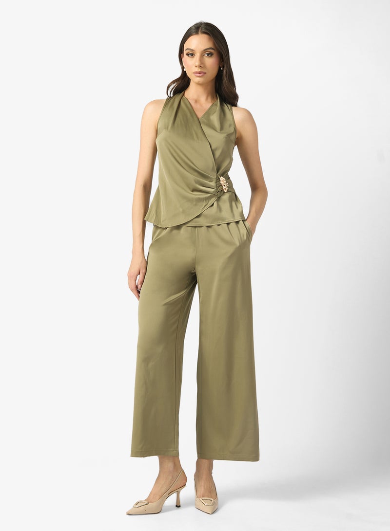 ELLA Sleevless Wrap Top & Pant Set - Image 1