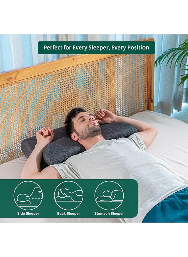 The White Willow Cervical Contour Ergonomic Orthopedic Memory Foam Pillow for Neck & Back Pain Relief Designed for All Sleeping Positions- Side, Back, Stomach- Butterfly Cervical Pillow-Grey  - Image 4