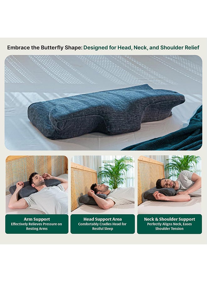 The White Willow Cervical Contour Ergonomic Orthopedic Memory Foam Pillow for Neck & Back Pain Relief Designed for All Sleeping Positions- Side, Back, Stomach- Butterfly Cervical Pillow-Grey  - Image 2