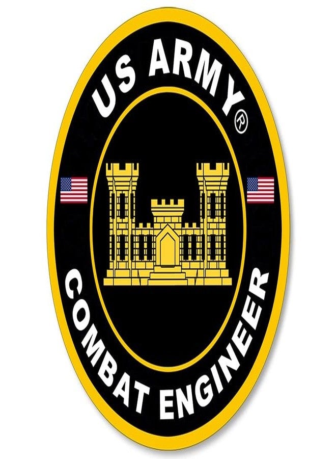 AV Round Black U.S Army Combat Engineer Sticker (Corps Castle Decal, Vinyl for Cars, Trucks Laptops Water Bottles (3 inch) U.S. Army Licensed - Image 1