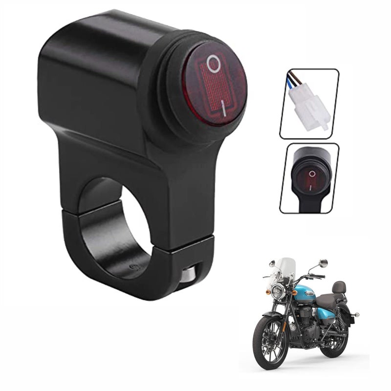 Asryd "7/8" Handlebar Button Switch Fit Headlight, Fog Light Spot Light LED On Off Switch Handlebars Waterproof For Royal Enfield Meteor 350 (Pack of 1) - Image 5