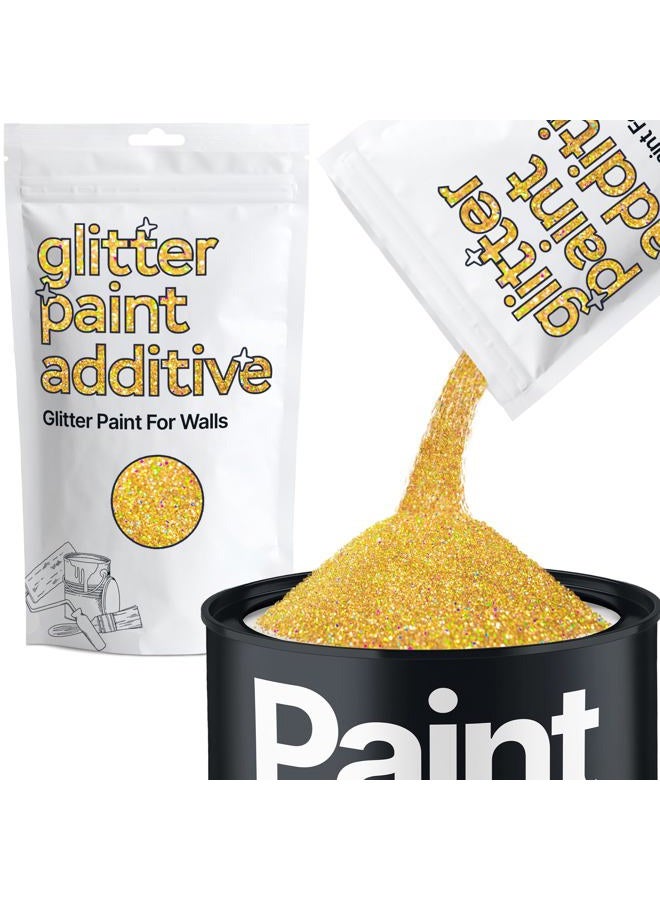 Hemway Glitter Paint Additive - Gold Holographic | Metallic Flakes for Adding Sparkle to Paints & Wood Varnish | Add to Emulsion, Acrylic & Latex for Indoor Sparkly Walls | 100 g - Image 1