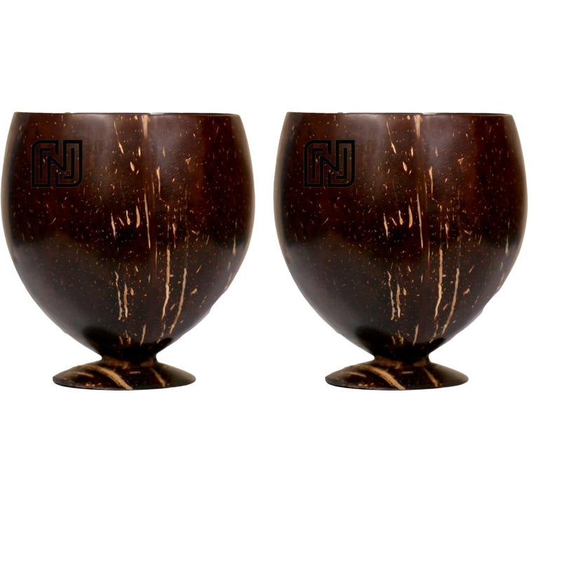 NAMAKA Pack of 2 Handmade Coconut Shell Tall Cups 200 ml Capacity EcoFriendly Sustainable Polished with Coconut Oil Ideal for Juice Coffee Tea Beverages Unique Gift Home Dcor - Image 1