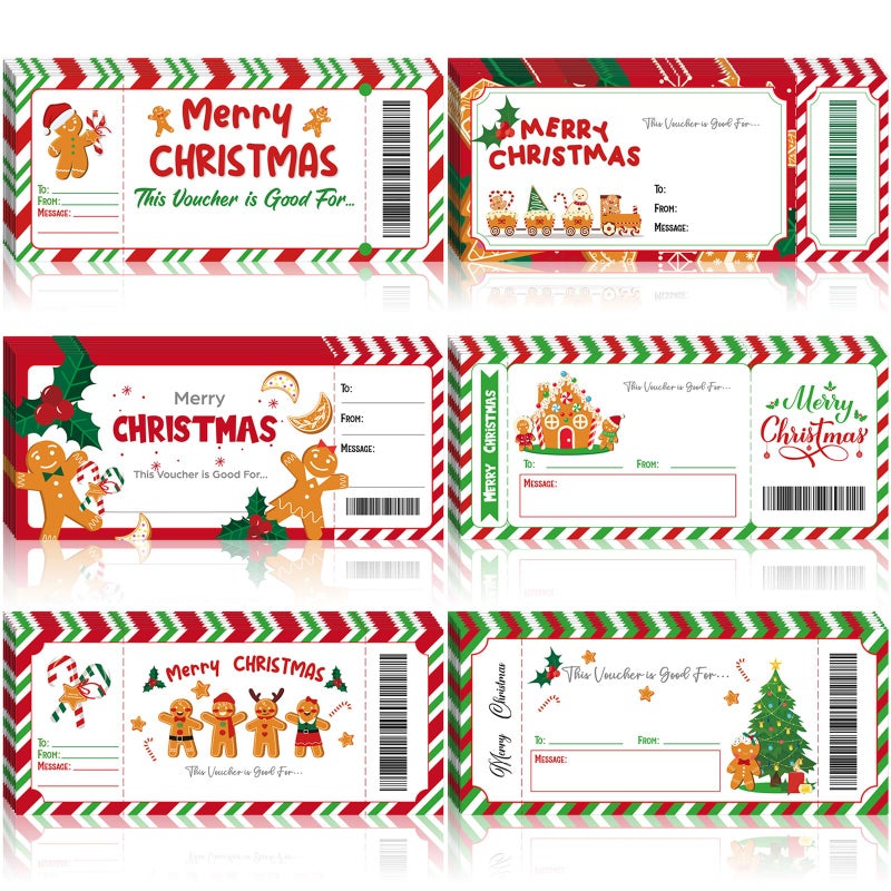 Tenare 48 Pcs Christmas Coupons Christmas Gift Certificates for Holiday Xmas Stocking Stuffer Small Business Clients Xmas Customer Redeem Vouchers 4 x 9 Inches - Image 2