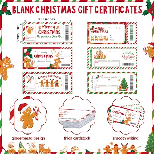 Tenare 48 Pcs Christmas Coupons Christmas Gift Certificates for Holiday Xmas Stocking Stuffer Small Business Clients Xmas Customer Redeem Vouchers 4 x 9 Inches - Image 3