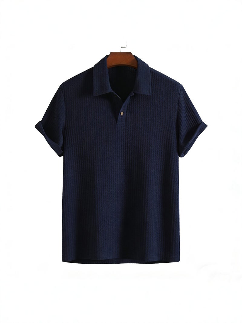 Hongyu 2026 Summer Men's Business Casual Color-Block Polo Shirt, Light Luxury Simple Short-Sleeve Men's Wear with a High-End  Feel - Image 2