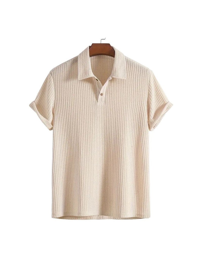 Hongyu 2026 Summer Men's Business Casual Color-Block Polo Shirt, Light Luxury Simple Short-Sleeve Men's Wear with a High-End  Feel - Image 4