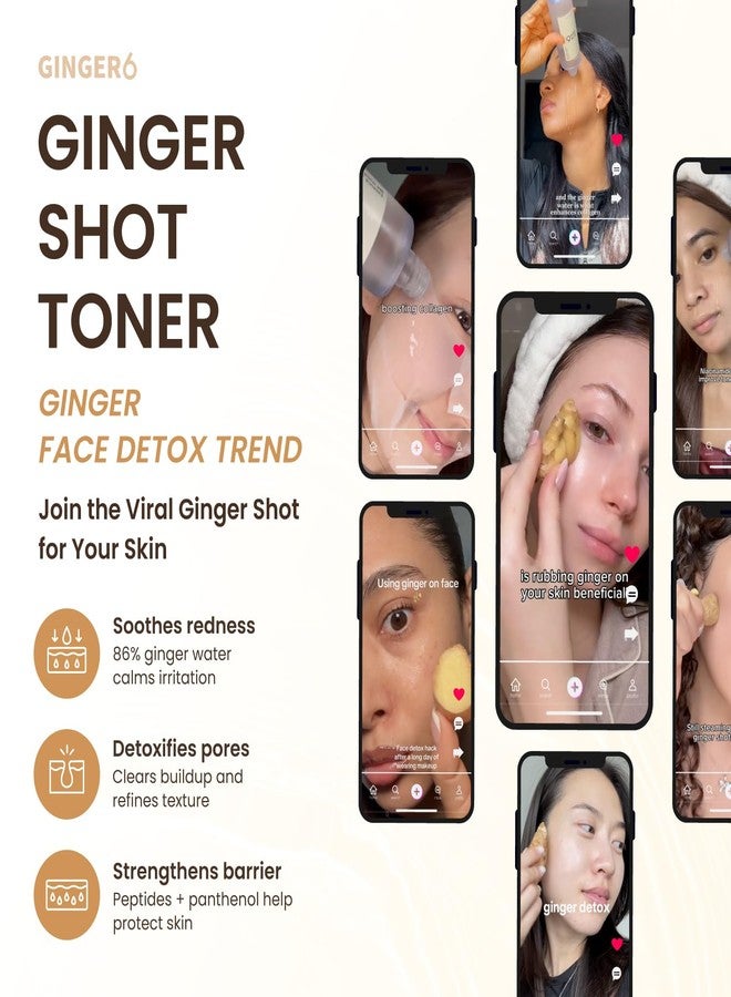 Ginger6 Essence Toner (150ml / 5 fl oz) - 86% Ginger Shot Water for Redness Relief, Hydration & Pore Care | Korean Skincare with Niacinamide, Peptides & Panthenol for Sensitive, Dull Skin - Image 3