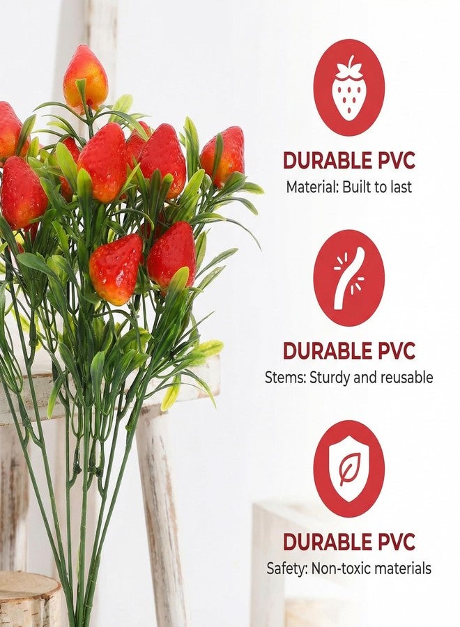 Wionin 6pcs Simulated Strawberry Plant Decor Artificial Strawberry Branch Fake Strawberry Berry Stem Flower Bouquet for Home Indoor Table Decor - Image 3