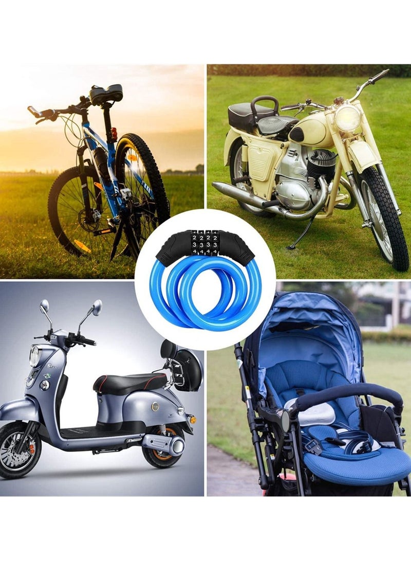 Y&D Bike Lock, Bicycle Lock with 4-Digit Code Combination Cable Security Chain for Bicycle, Mountain Bike, Scooter - Image 3