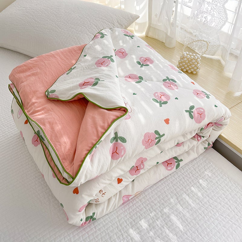 Spring And Printed Washed Double-Layer Yarn Soybean Fiber Summer Bedding Air Conditioning Bedding Summer Thin Bedding Live Generation - Image 3