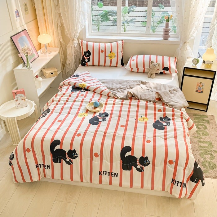 Spring And Printed Washed Double-Layer Yarn Soybean Fiber Summer Bedding Air Conditioning Bedding Summer Thin Bedding Live Generation - Image 1