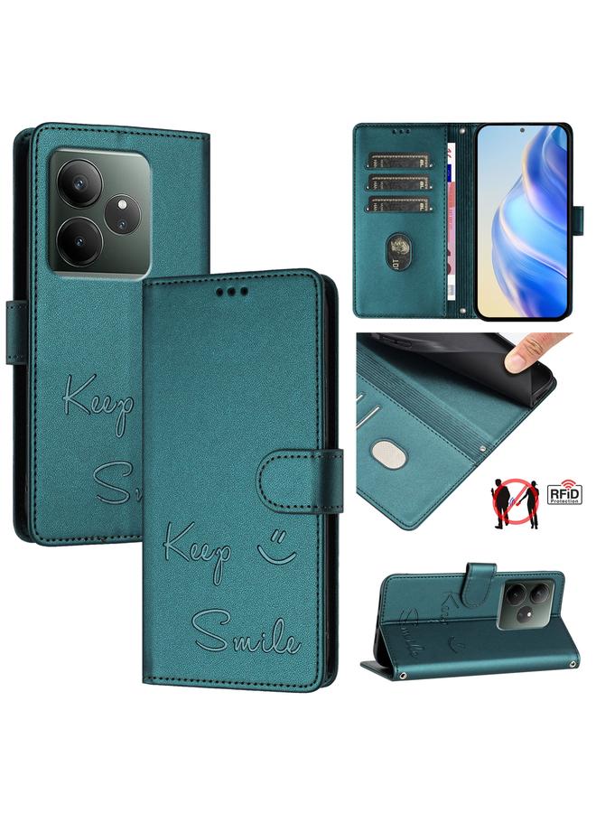 S-TOP Case For Realme GT 6 / 6T 5G Global Smile Embossing RFID Leather Phone Case - Image 1